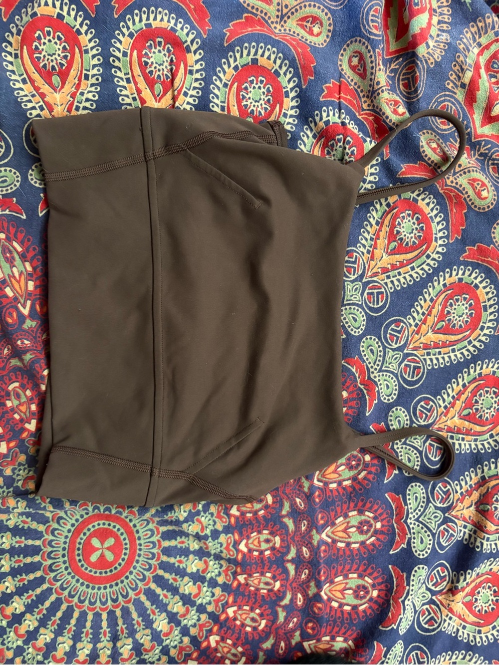 Brown Stretch Tank Top with Thin Straps